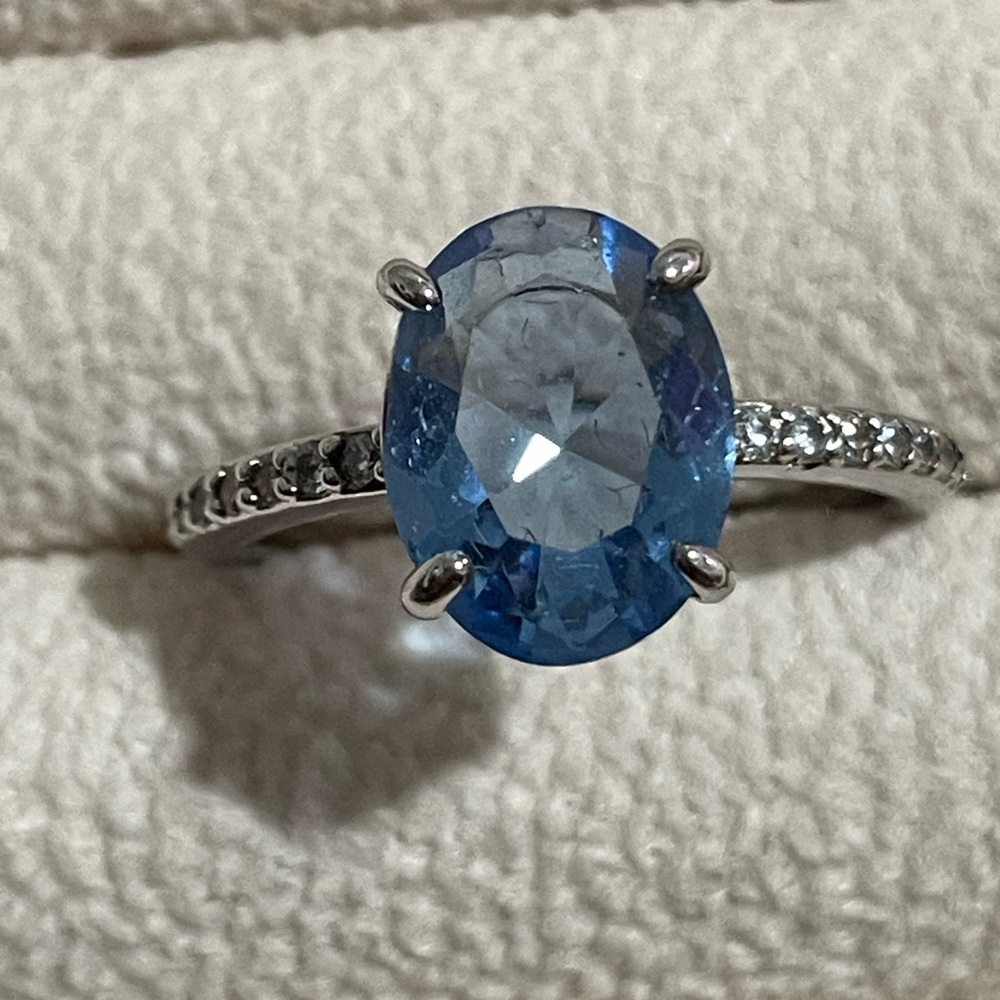 Bomb Party Ring Blue Green Alexandrite Gemstone Ring with Diamond Accents